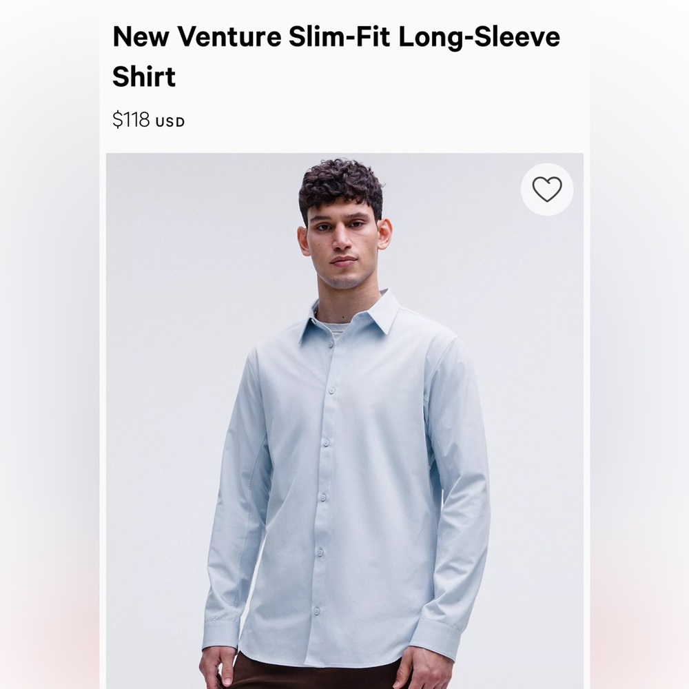 Lululemon New Venture Long Sleeve Button Up Shirt Men’s Medium